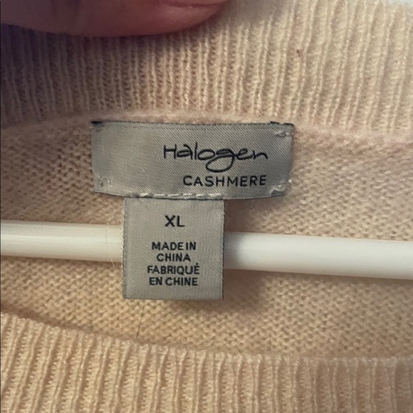 Halogen Womens XL Bright Pink Tan/Baby Pink 100% Cashmere Long Sleeve Sweater - Picture 3 of 9